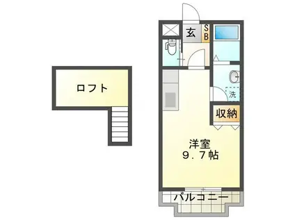 松本台イースト(ワンルーム/2階)の間取り写真