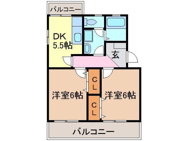リサイア(2DK/1階)の間取り写真