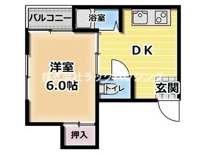 ハピネスプラザ藤田(1DK/2階)の間取り写真