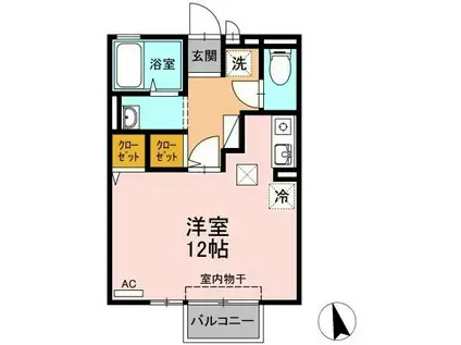 サンセリエ昭和(ワンルーム/1階)の間取り写真
