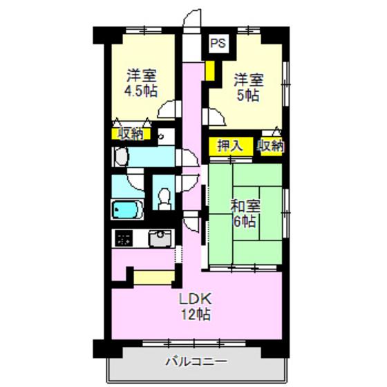 ダイアパレス高崎ガーデンステージ1206(3LDK/12階)の間取り写真