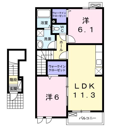 サワディ和気(2LDK/2階)の間取り写真
