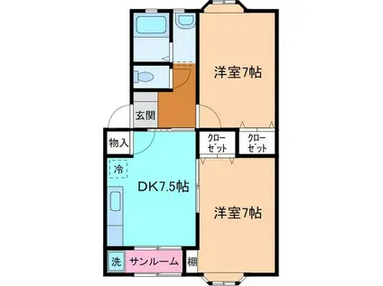 サンハイム優雅(2DK/2階)の間取り写真