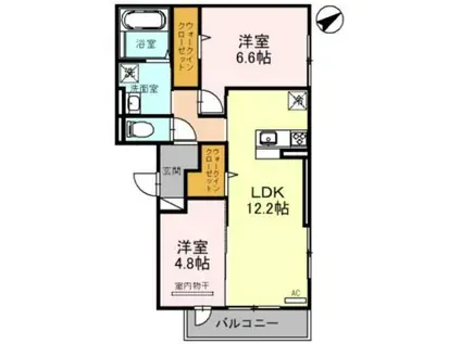 GRANDEL(2LDK/1階)の間取り写真