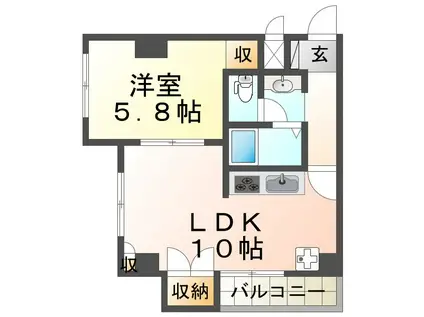 RITZ舞子坂II(1LDK/2階)の間取り写真
