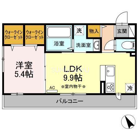 ヒラソル二俣川(1LDK/3階)の間取り写真