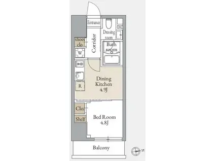 GEO ENT上野松が谷(1DK/6階)の間取り写真