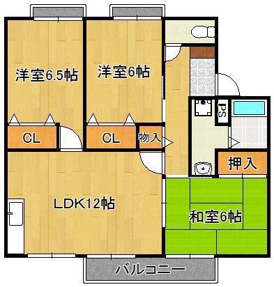 メゾン・シャトーE棟(3LDK/2階)の間取り写真