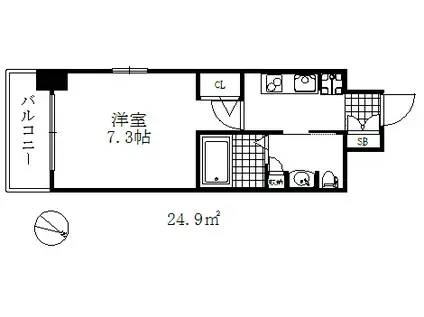 エステムプラザ神戸水木通グランクロス(1K/9階)の間取り写真