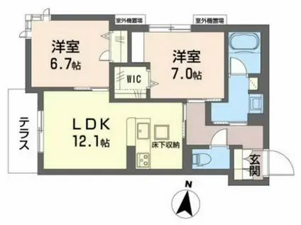 シャーメゾンエクシードアサヒ(2LDK/1階)の間取り写真