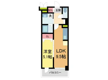 西宮北口 深津町プロジェクト(1LDK/5階)の間取り写真