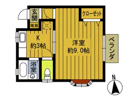 サンライズヒル武蔵I(1K/1階)の間取り写真