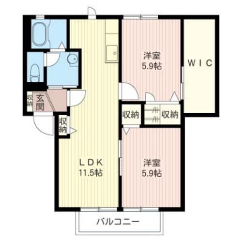 グランドゥールA(2LDK/2階)の間取り写真