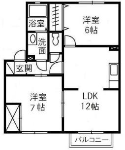 サンパティークA棟(2LDK/2階)の間取り写真
