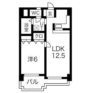 ニッセイ・ディーセント小笹(1LDK/2階)の間取り写真