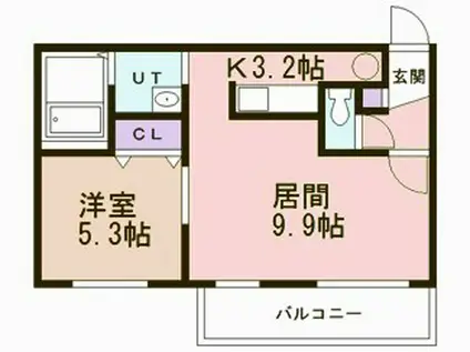 プレジャー室蘭駅前II(1LDK/1階)の間取り写真