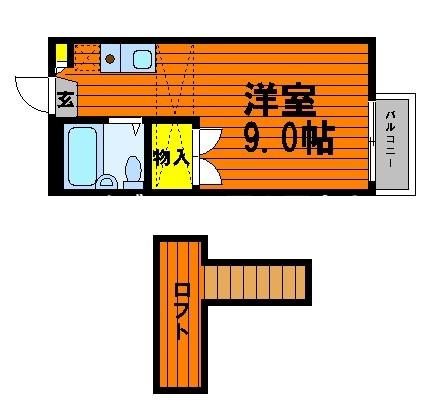 NATURE和氣(1K/2階)の間取り写真