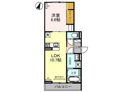 D-ROOM女池上山(1LDK/1階)の間取り写真