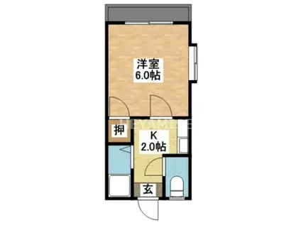 ドミール元村(1K/2階)の間取り写真