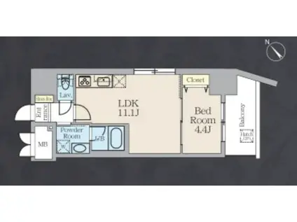 アルトヴィラ虎ノ門(1LDK/4階)の間取り写真