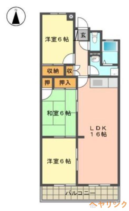 ヒルズ富士(3LDK/3階)の間取り写真
