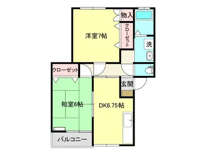 メゾンアトランティス(2DK/2階)の間取り写真