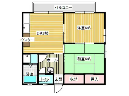 メゾンネモト(2DK/1階)の間取り写真