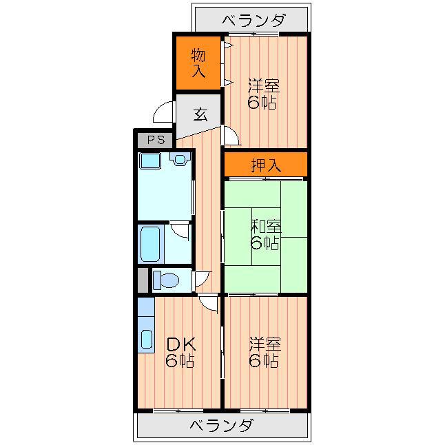 マーブルコート(3DK/2階)の間取り写真