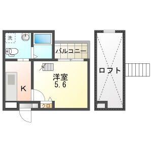 CRASTINE高畑(1K/1階)の間取り写真