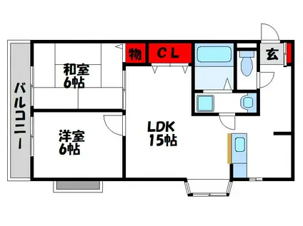 ルートピア古賀(2LDK/2階)の間取り写真