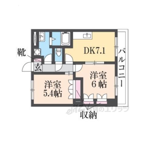 ひのき坂ヒルズ(2DK/2階)の間取り写真