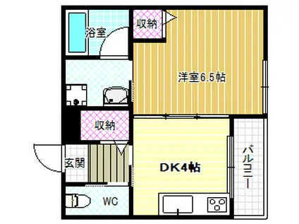 LIBERTY大井(1DK/1階)の間取り写真
