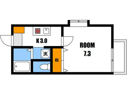 フォブール井川(1K/2階)の間取り写真