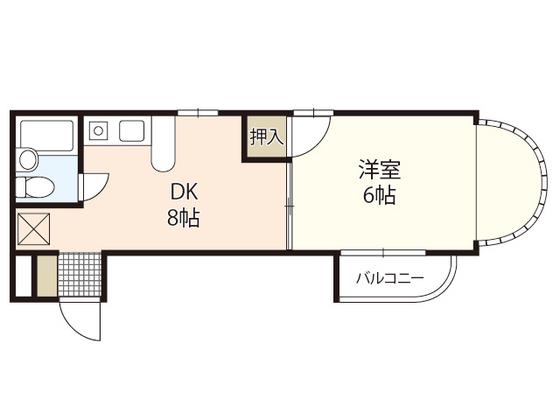 ヴィラ旭(1LDK/3階)の間取り写真