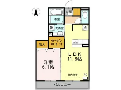 ユイマール近見(1LDK/2階)の間取り写真