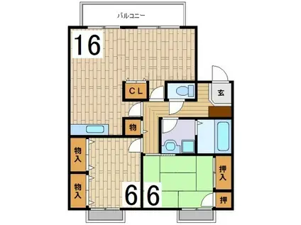 ベルフォーレ 角(2LDK/2階)の間取り写真