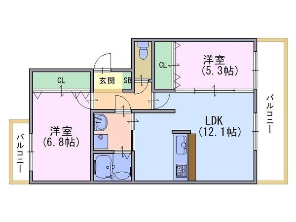 アクシスT(2LDK/2階)の間取り写真
