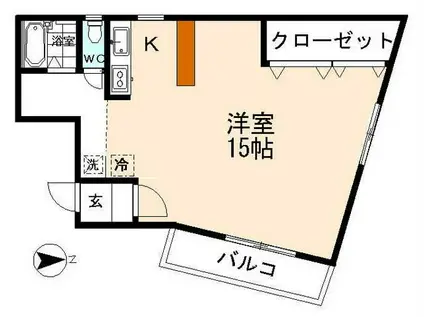 セルヴァン藍(1K/4階)の間取り写真