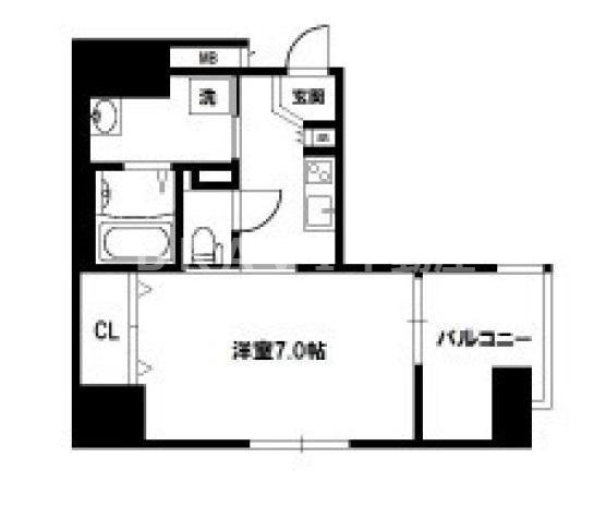 レジデンス心斎橋(1K/7階)の間取り写真