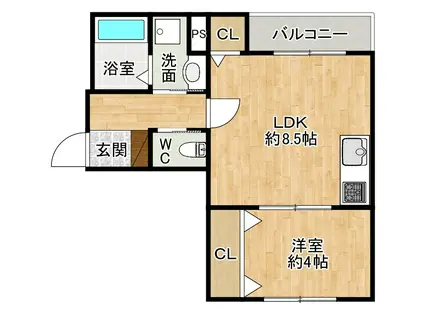 THE NOBLES 戸畑I(1LDK/1階)の間取り写真
