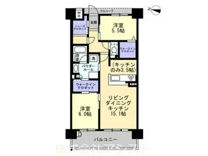 アルファステイツ飯塚駅(2LDK/3階)の間取り写真