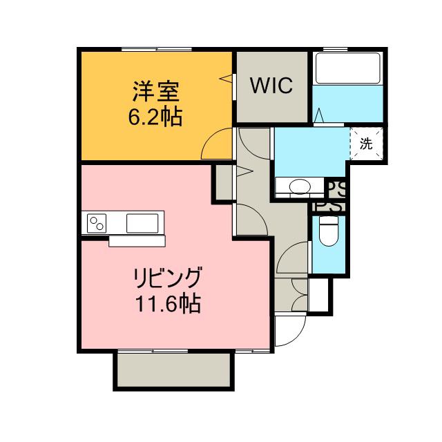 レトワール(1LDK/1階)の間取り写真
