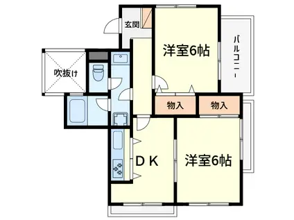ヴィヴァーチェ高槻(2DK/2階)の間取り写真