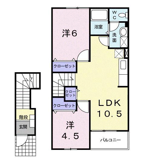 フォンターナフェリチータC(2LDK/2階)の間取り写真