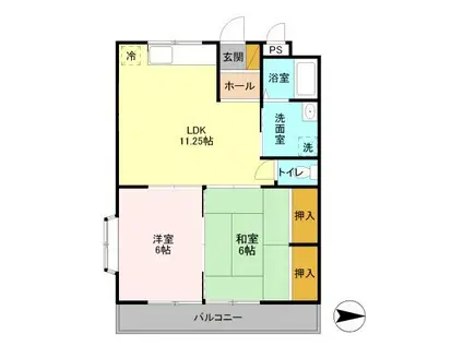 ハマノハイツ(2LDK/2階)の間取り写真