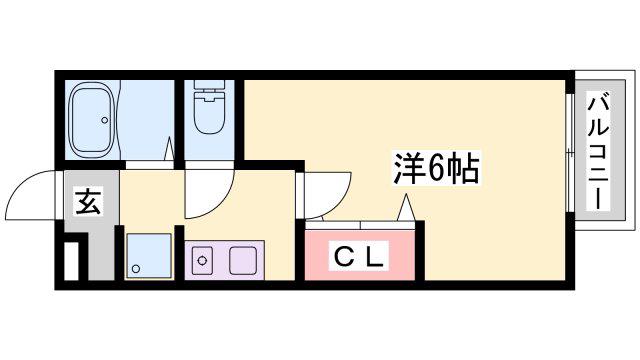 MIYABI(1K/1階)の間取り写真