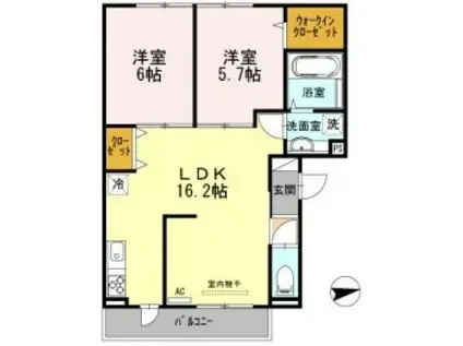 グラン クリフ(2LDK/3階)の間取り写真