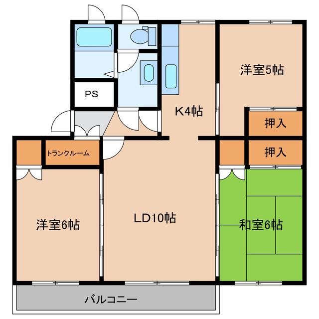 テレパレス函館吉川(3LDK/1階)の間取り写真