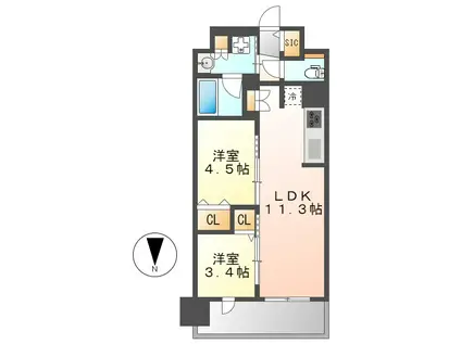 プレサンス ロジェ 金山駅前(2LDK/13階)の間取り写真