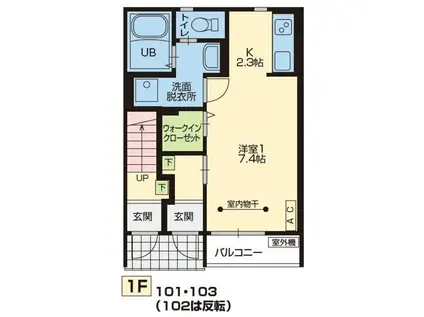 TIERRAB(1K/1階)の間取り写真